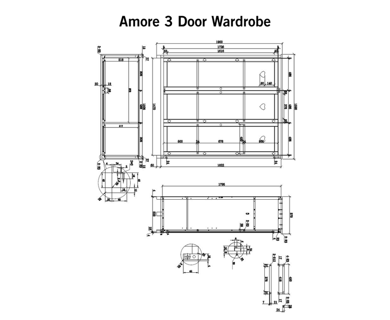 Amore 3 Door Wardrobe - White