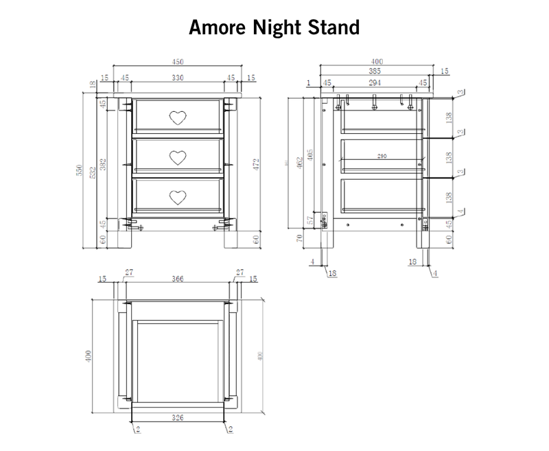 Amore Captain 90X200cm Bed - White