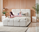 Bubble 5ft Kingsize Ottoman Bed - Beige