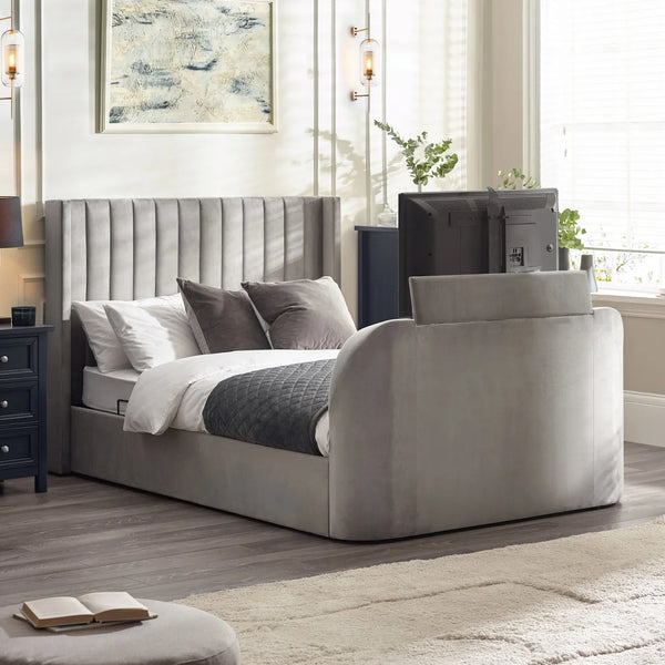 Klay 5ft Side Lift Ottoman TV Bed - Light Grey
