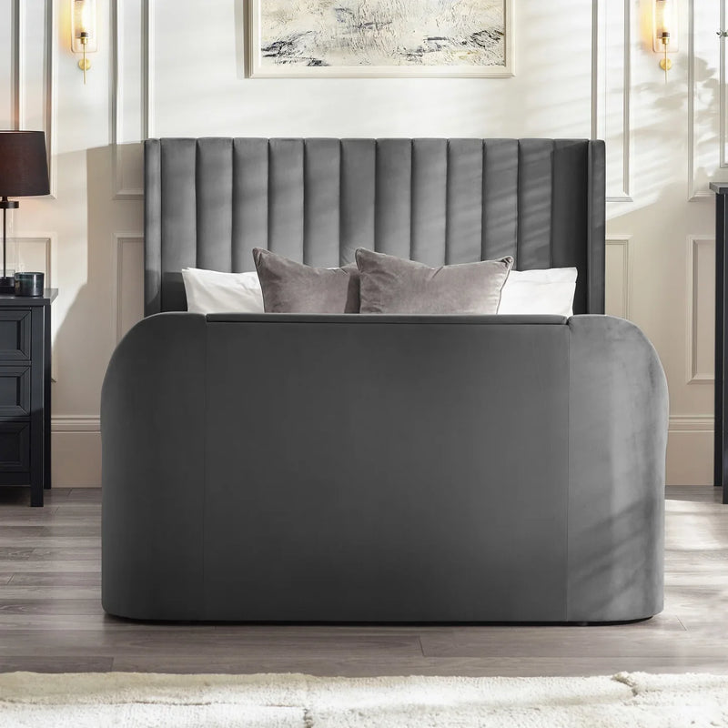 Klay 5ft Side Lift Ottoman TV Bed - Dark Grey