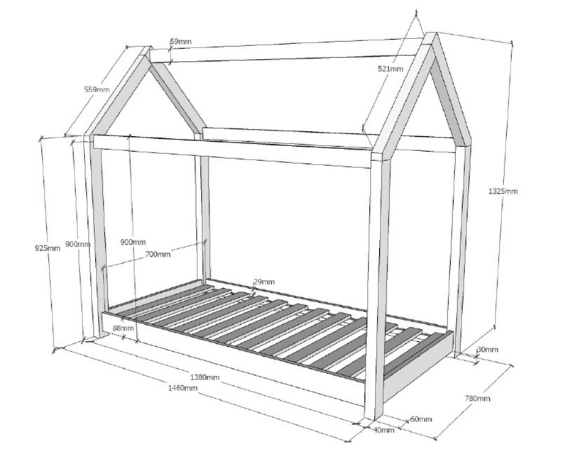 Cabane Toddler Bed 70x140cm - Natural