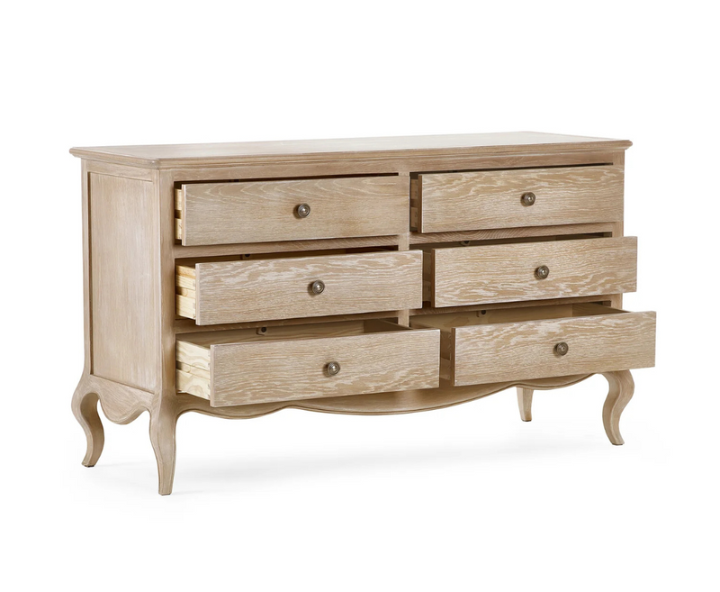 Camille 6 Drawer Wide Chest - Oak