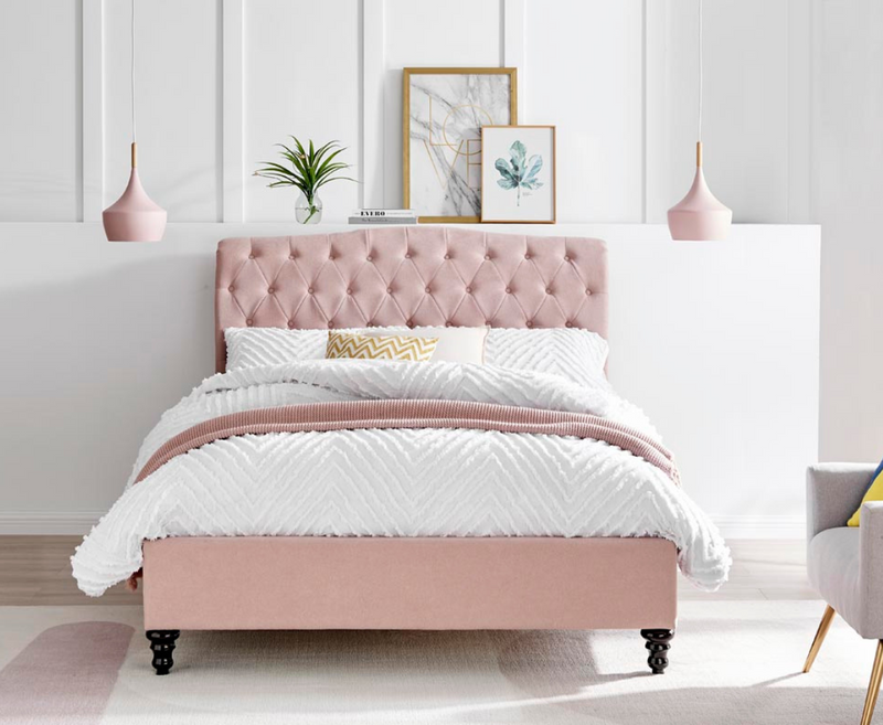 Riley 5ft Kingsize Bed Frame - Baby Pink