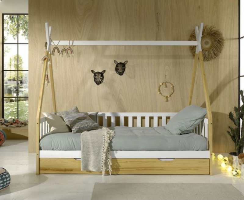 Tipi Bed 90x200cm with gate - White