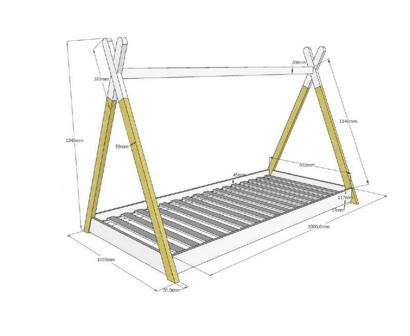 Tipi Bed 90x200cm - White