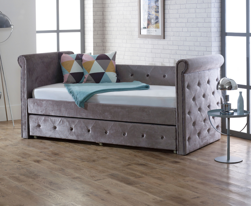 Zues 3ft Single Bed Frame/ Trundles - Silver