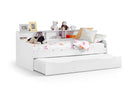 Grace Pure White Daybed Kids Bed with Handy Shelves