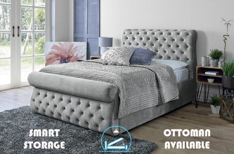 Alicante 3ft Single Ottoman Bed Frame- Velvet Grey