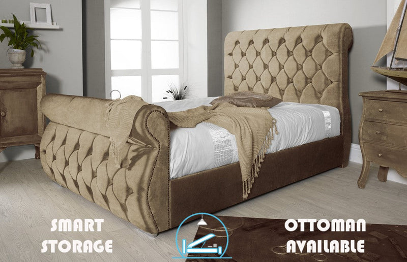 Chester 6ft Superking Ottoman Bed Frame- Velvet Mustard