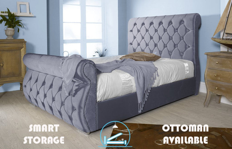 Chester 6ft Superking Ottoman Bed Frame- Velvet Mustard