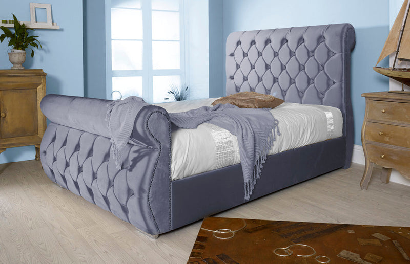 Chester 6ft Superking Ottoman Bed Frame- Velvet Blue