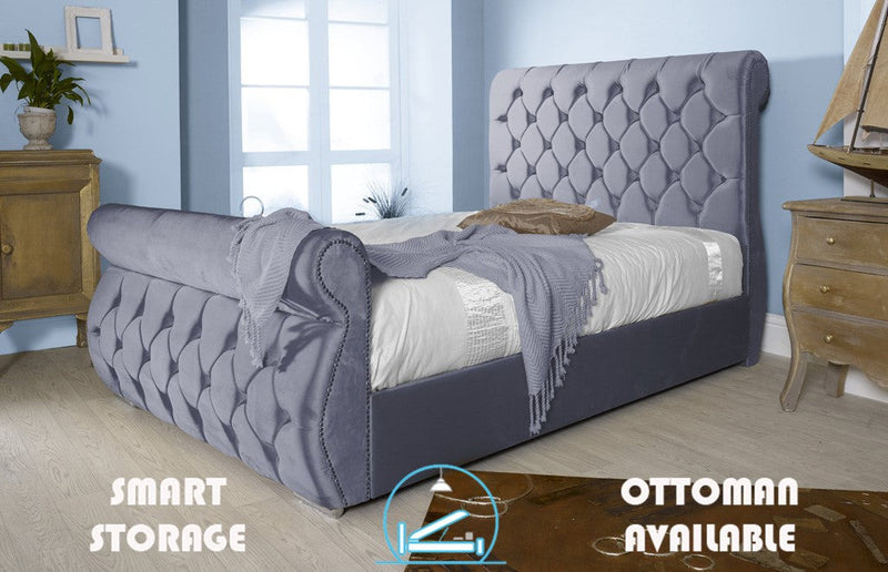 Chester 3ft Single Ottoman Bed Frame- Velvet Grey