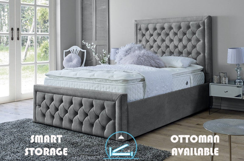 Lewis 5ft Kingsize Ottoman Bed Frame- Velvet Grey