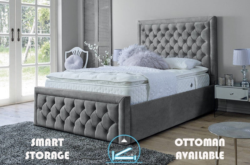Lewis 3ft Single Ottoman Bed Frame- Naples Silver