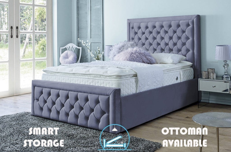 Lewis 4ft 6 Ottoman Bed Frame- Velvet Blue