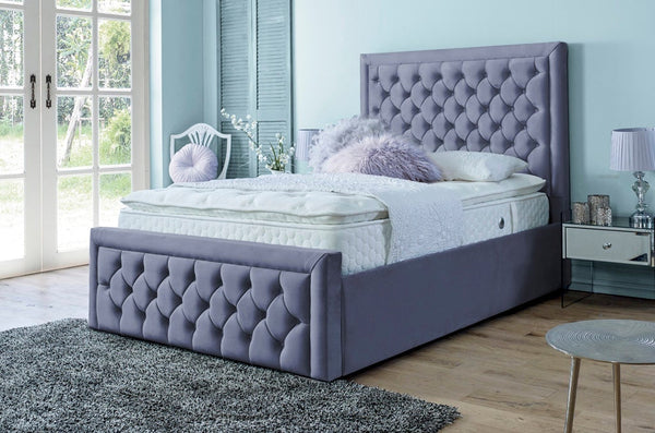 Lewis 4ft Ottoman Bed Frame- Velvet Steel