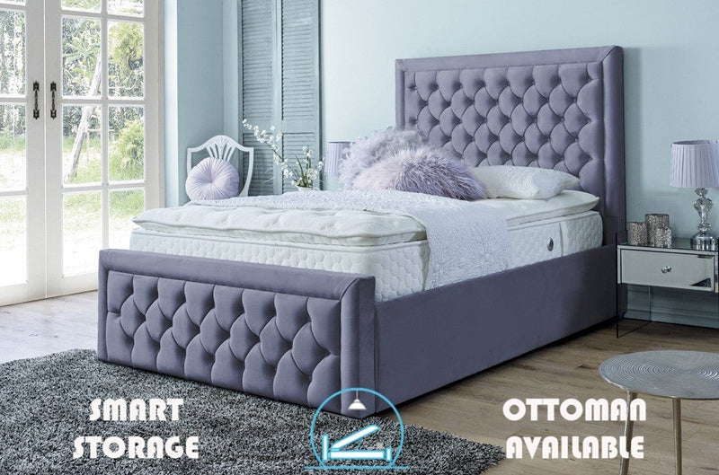 Lewis 3ft Single Ottoman Bed Frame- Naples Silver
