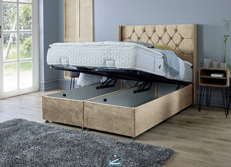 Marlon 4ft 6 Ottoman Bed Frame- Velvet Beige
