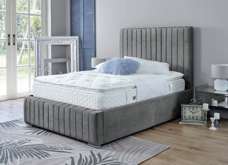 Turin 5ft Kingsize Ottoman Bed Frame- Velvet Grey