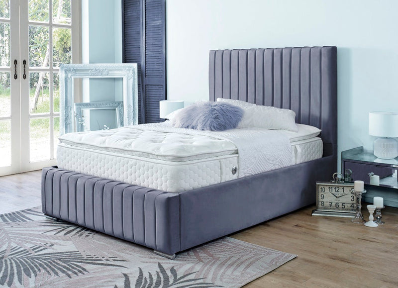 Turin 3ft Single Ottoman Bed Frame- Velvet Blue