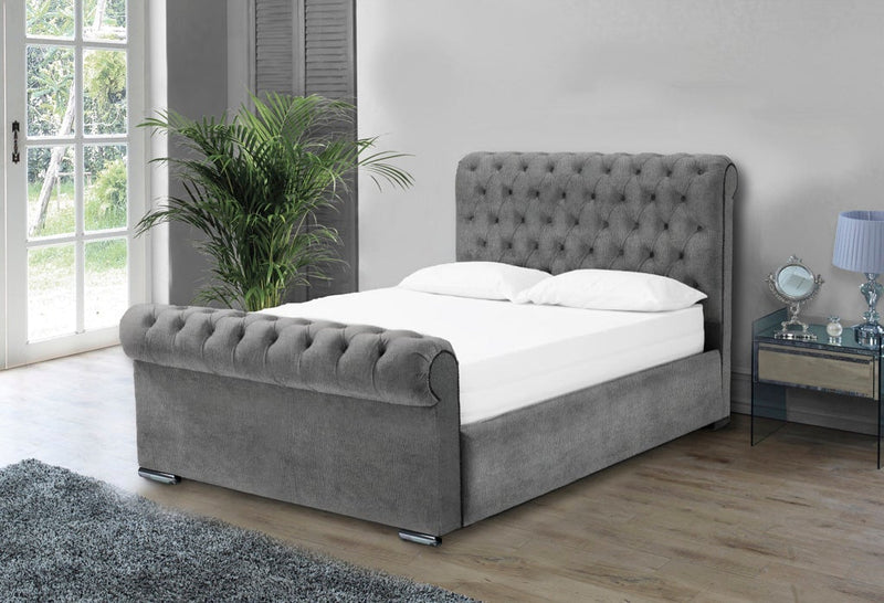 Benito 5ft Kingsize Ottoman Bed Frame- Velvet Silver