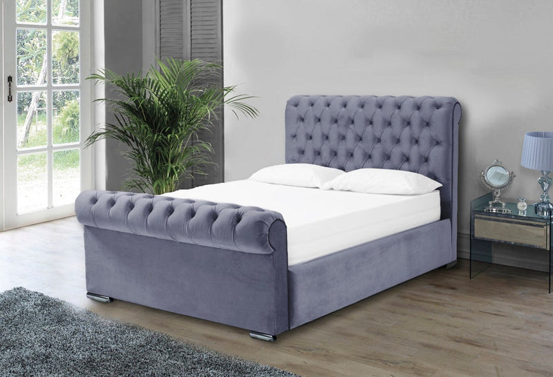Benito 5ft Kingsize Ottoman Bed Frame- Velvet Silver