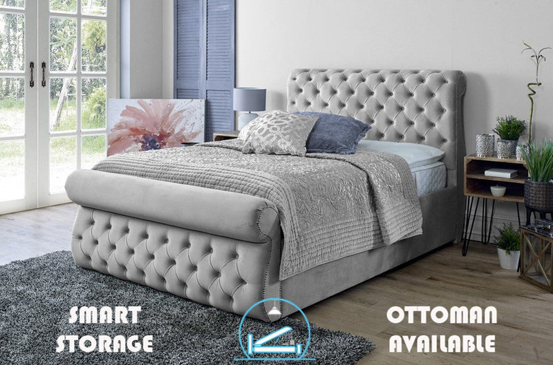 Alicante 6ft Superking Ottoman Bed Frame- Velvet Black