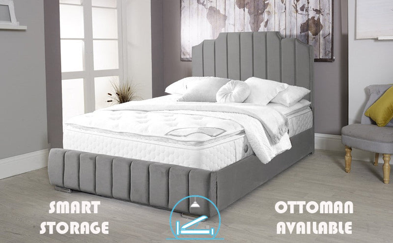 Art Deco 4ft Ottoman Bed Frame- Velvet Grey