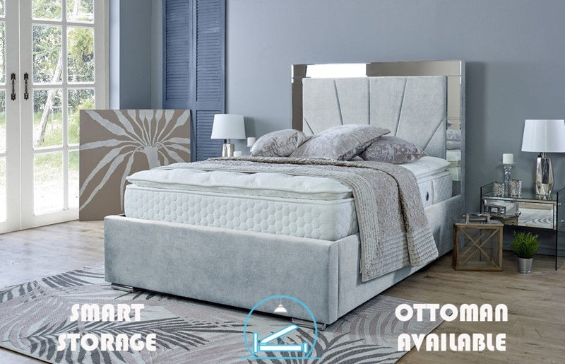 Aurora 6ft Superking Ottoman Bed Frame- Velvet Beige