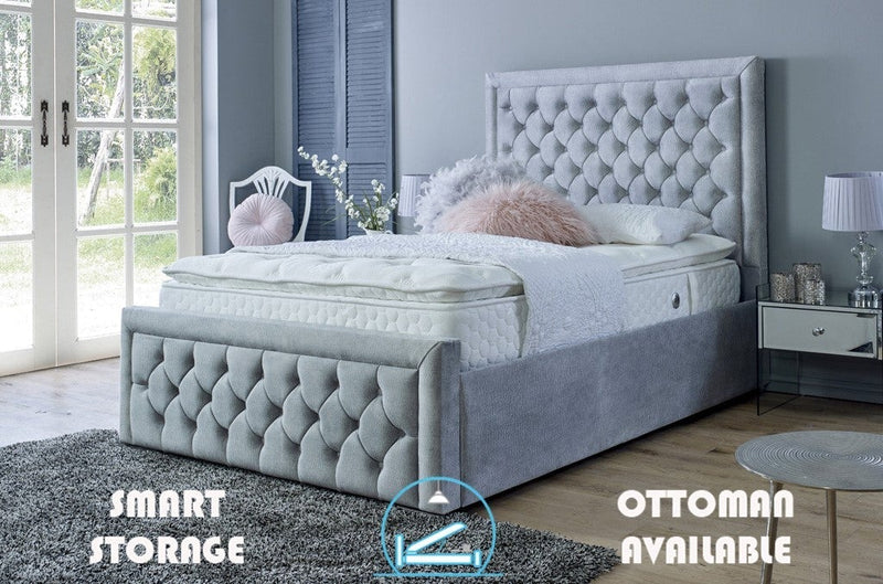 Lewis 3ft Single Ottoman Bed Frame- Velvet Grey
