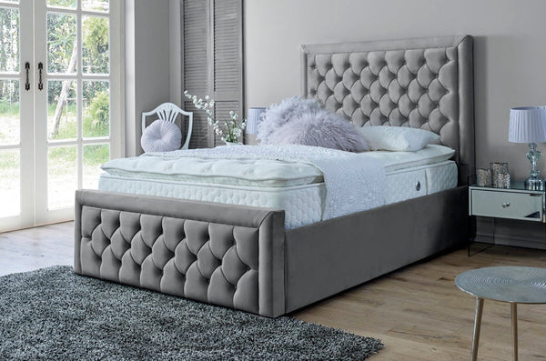 Lewis 4ft Ottoman Bed Frame- Velvet Grey