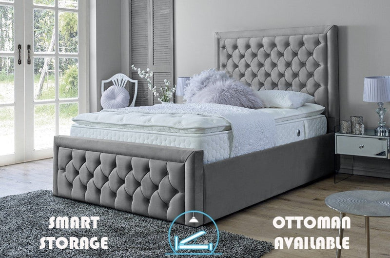 Lewis 3ft Single Ottoman Bed Frame- Naples Silver