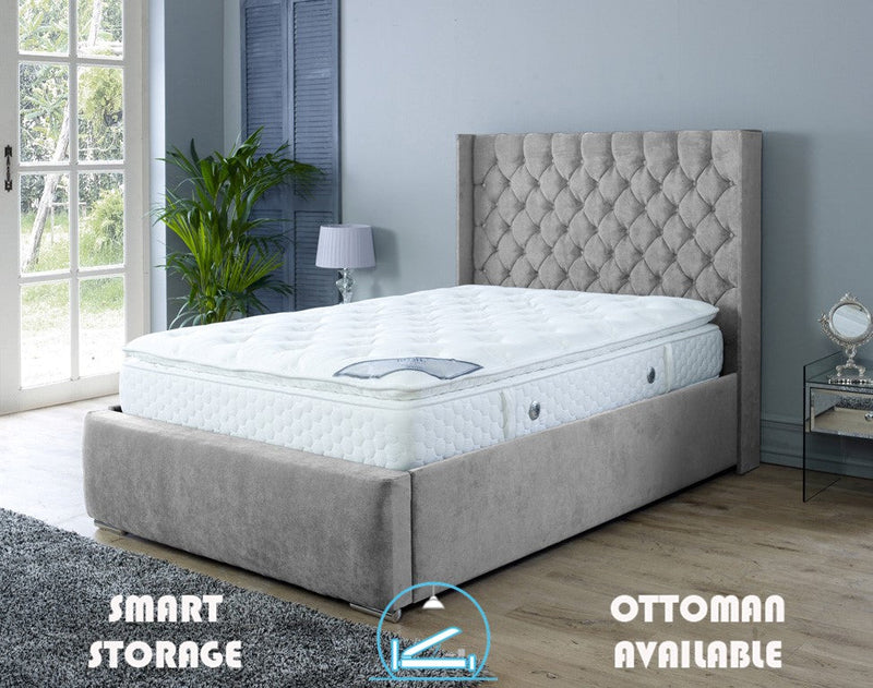 Rose 5ft Kingsize Ottoman Bed Frame- Velvet Beige