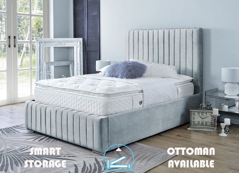 Turin 6ft Superking Ottoman Bed Frame- Velvet Blue