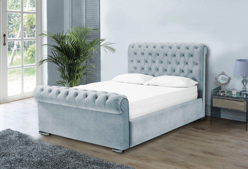 Benito 5ft Kingsize Ottoman Bed Frame- Velvet Silver