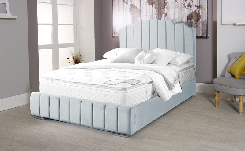 Art Deco 5ft Kingsize Bed Frame- Velvet Beige