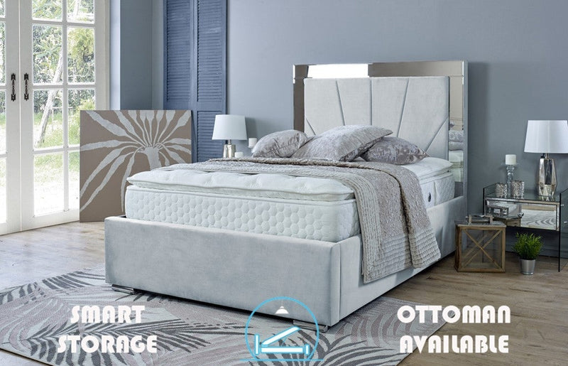 Aurora 3ft Single Ottoman Bed Frame- Velvet Silver