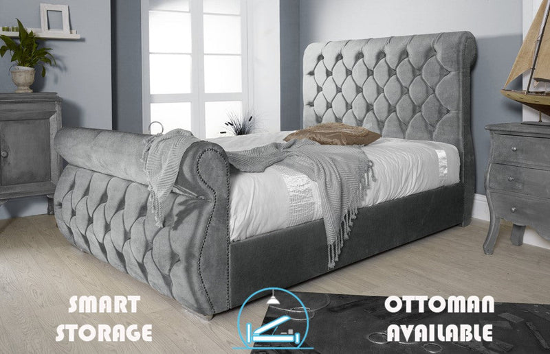Chester 5ft Kingsize Ottoman Bed Frame- Velvet Grey