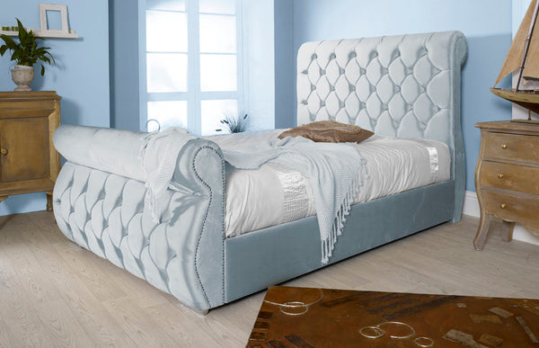 Chester 6ft Superking Ottoman Bed Frame- Velvet Silver