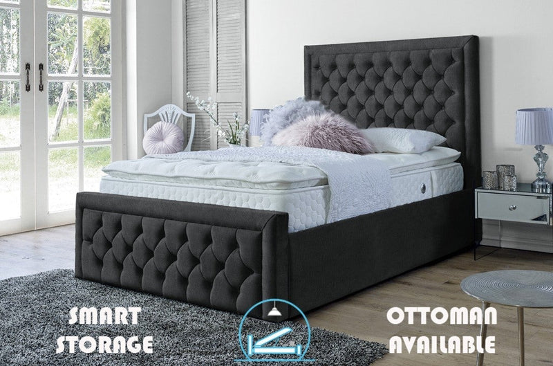 Lewis 5ft Kingsize Ottoman Bed Frame- Velvet Grey