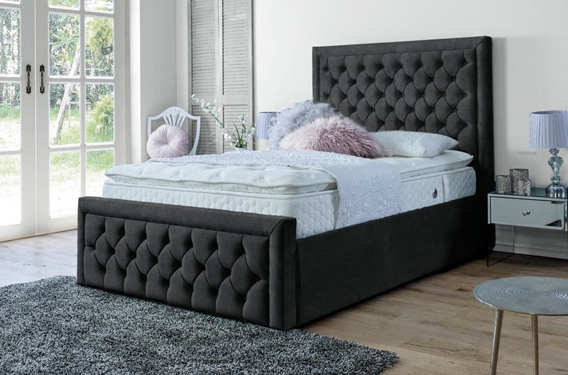 Lewis 5ft Kingsize Ottoman Bed Frame- Velvet Grey