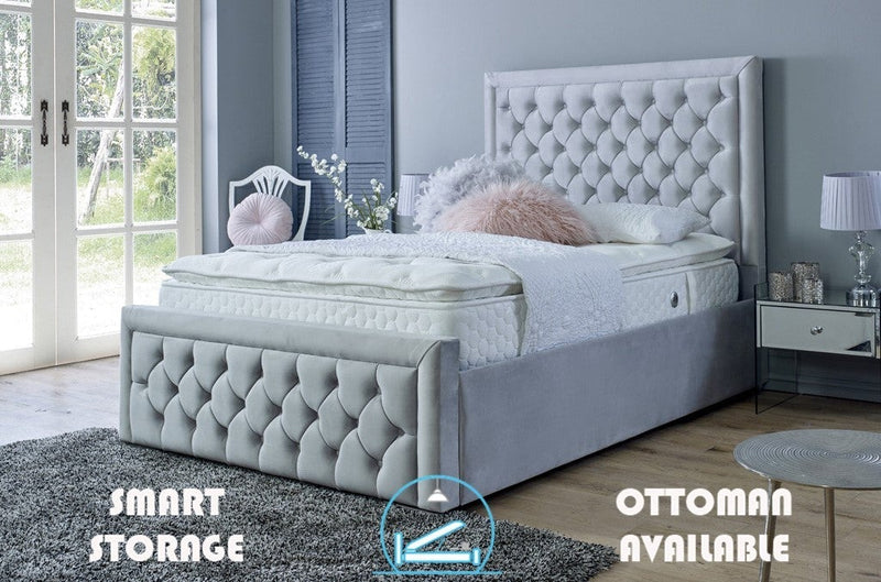Lewis 3ft Single Ottoman Bed Frame- Naples Silver