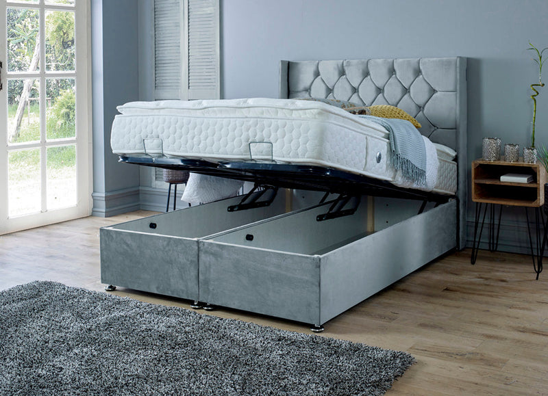 Marlon 4ft Ottoman Bed Frame- Velvet Grey