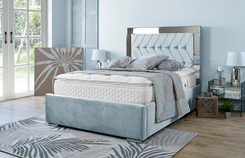 Parie 4ft Ottoman Bed Frame- Velvet Silver