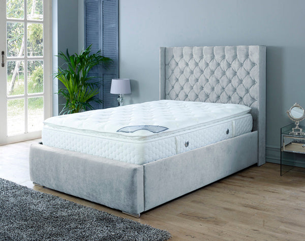 Rose 6ft Superking Ottoman Bed Frame- Velvet Silver