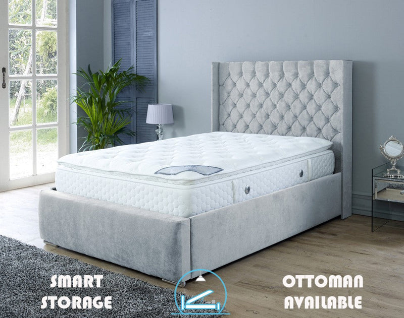 Rose 4ft 6 Ottoman Bed Frame- Velvet Blue