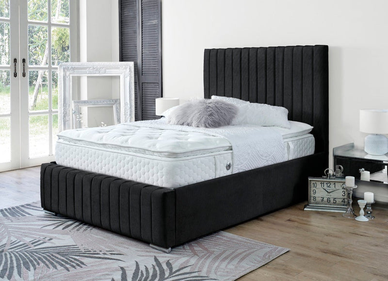 Turin 3ft Single Ottoman Bed Frame- Velvet Black