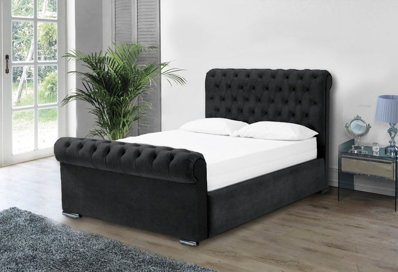 Benito 5ft Kingsize Ottoman Bed Frame- Velvet Silver