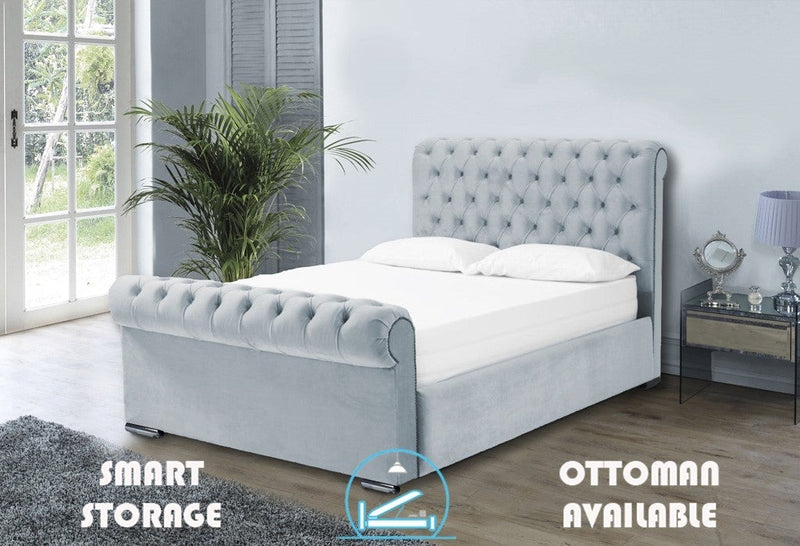 Benito 5ft Kingsize Bed Frame- Velvet Blue